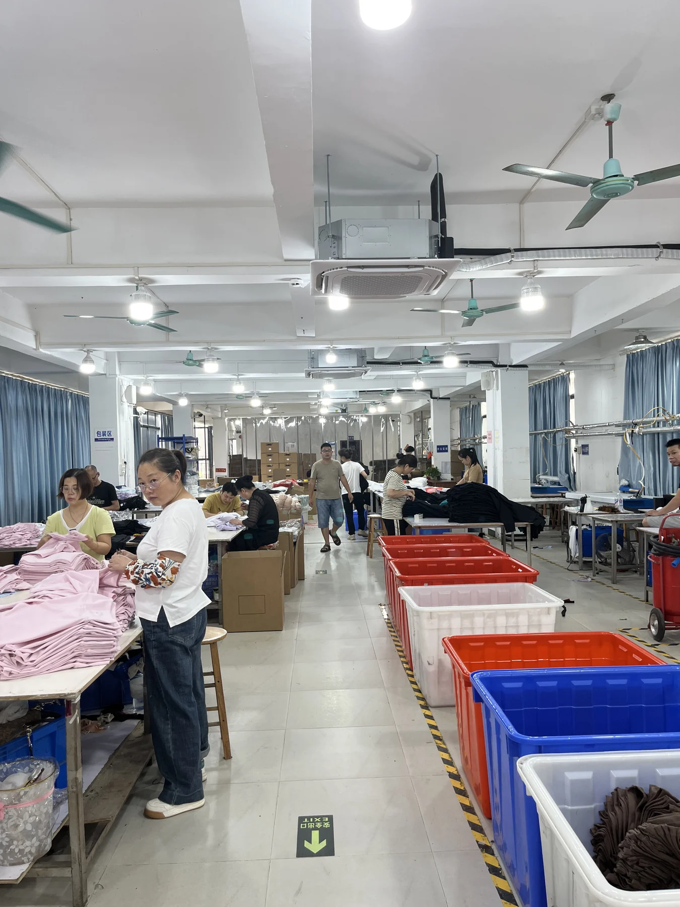 Finished garments being checked against quality requirements
