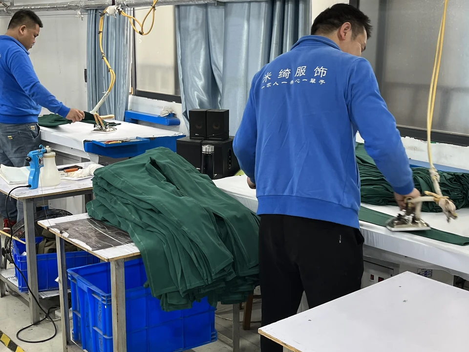 Garment ironing and finishing before packing