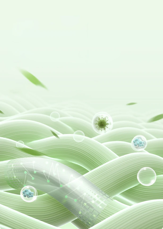 Green technical fabric visual representing freshness and moisture management