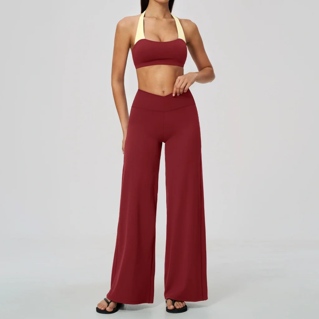 Halter-Look Bra & Wide-Leg Training Set