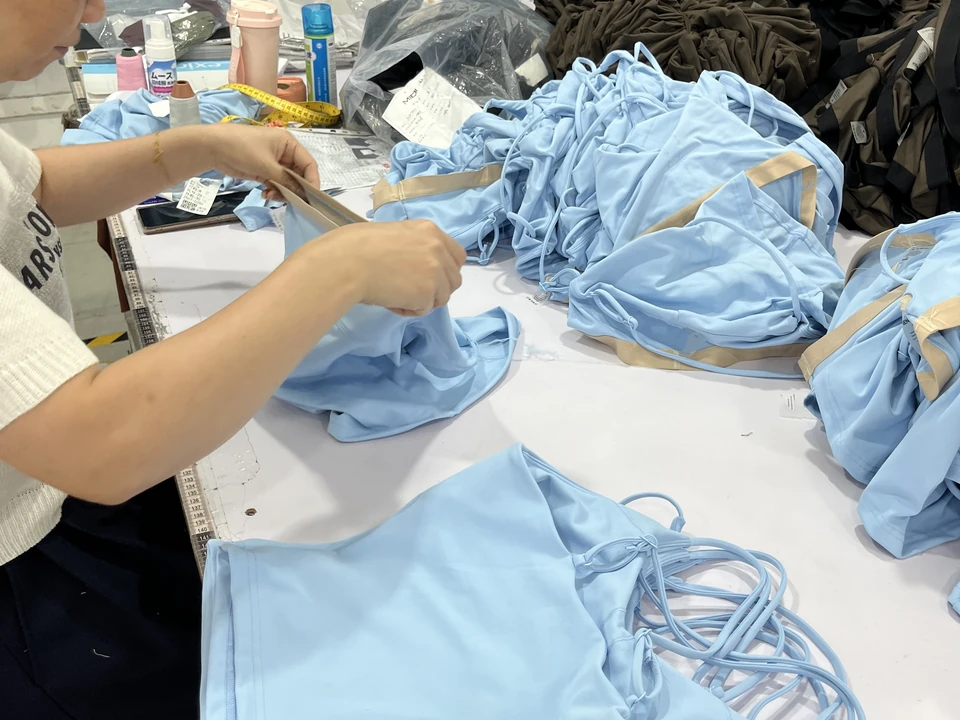 In-line inspection of activewear during production