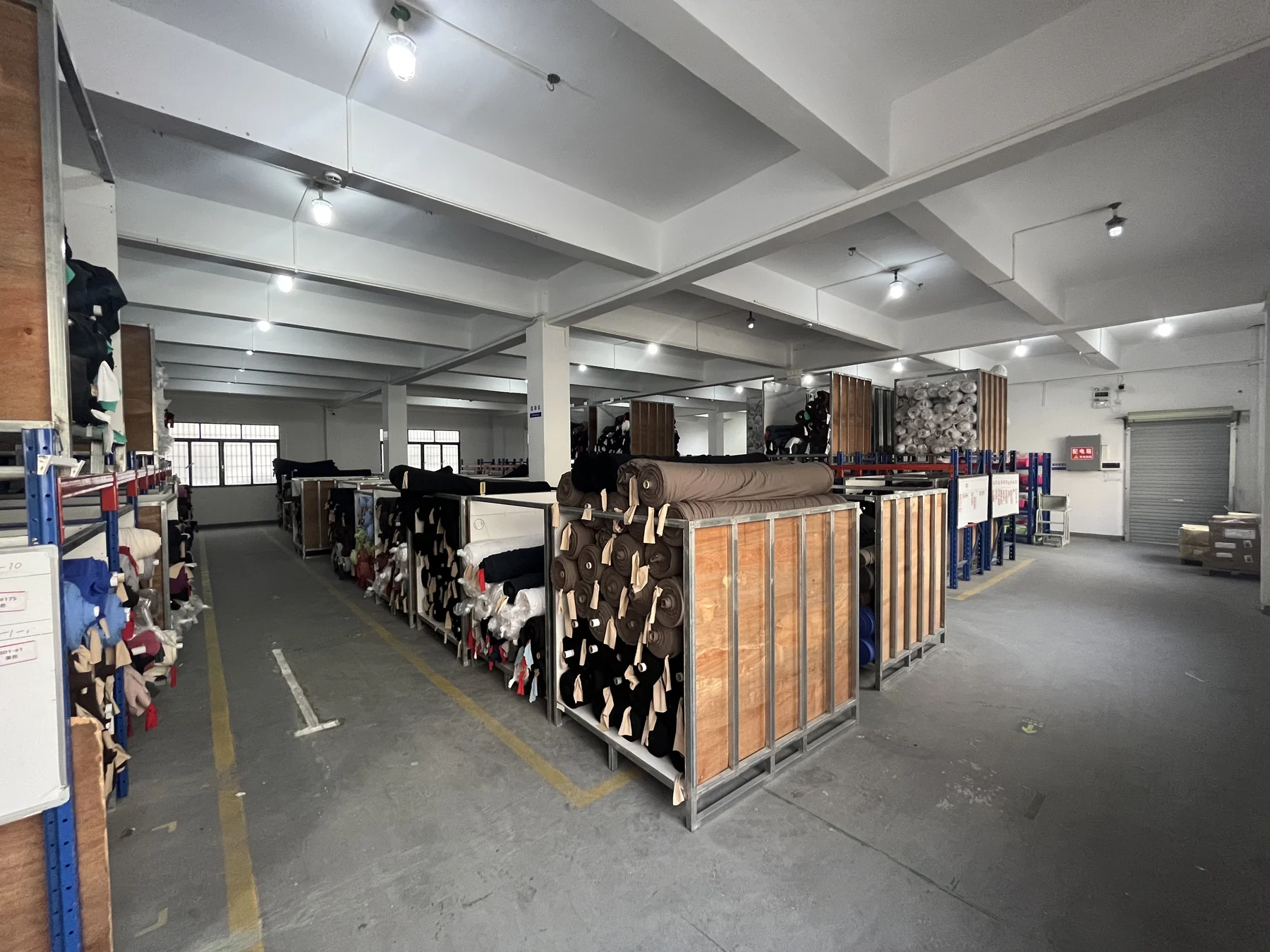 MIQI incoming fabric storage area prepared for material review