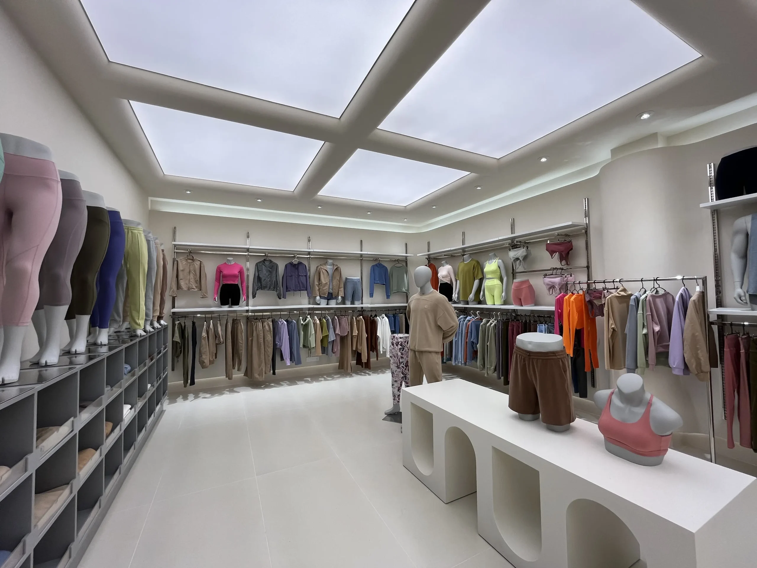 MIQI physical activewear sample range displayed for product development review
