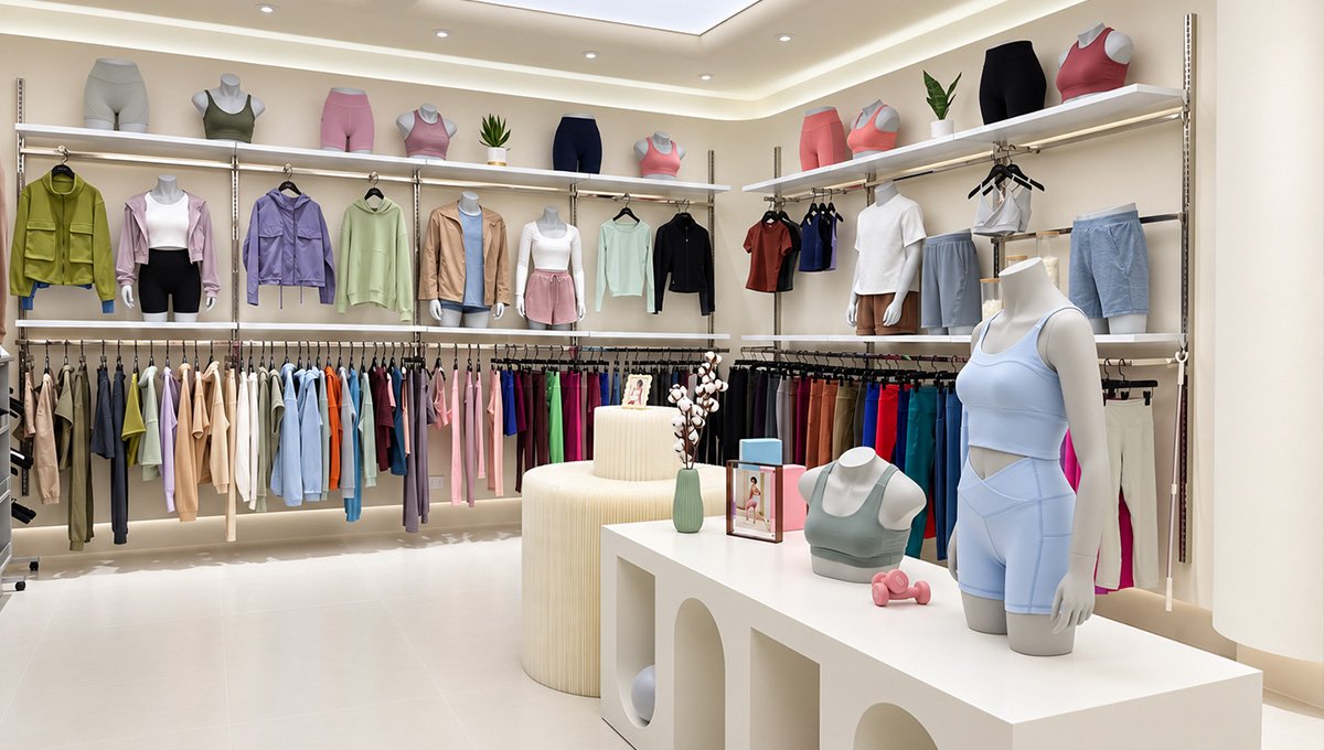 MIQI product showroom with activewear styles